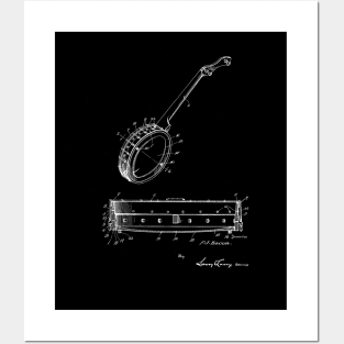 Banjo Vintage Patent Drawing Posters and Art